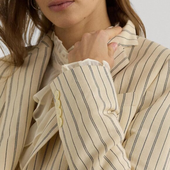 Lauren Ralph Lauren Striped Linen-Blend Blazer - Picture 5 of 6
